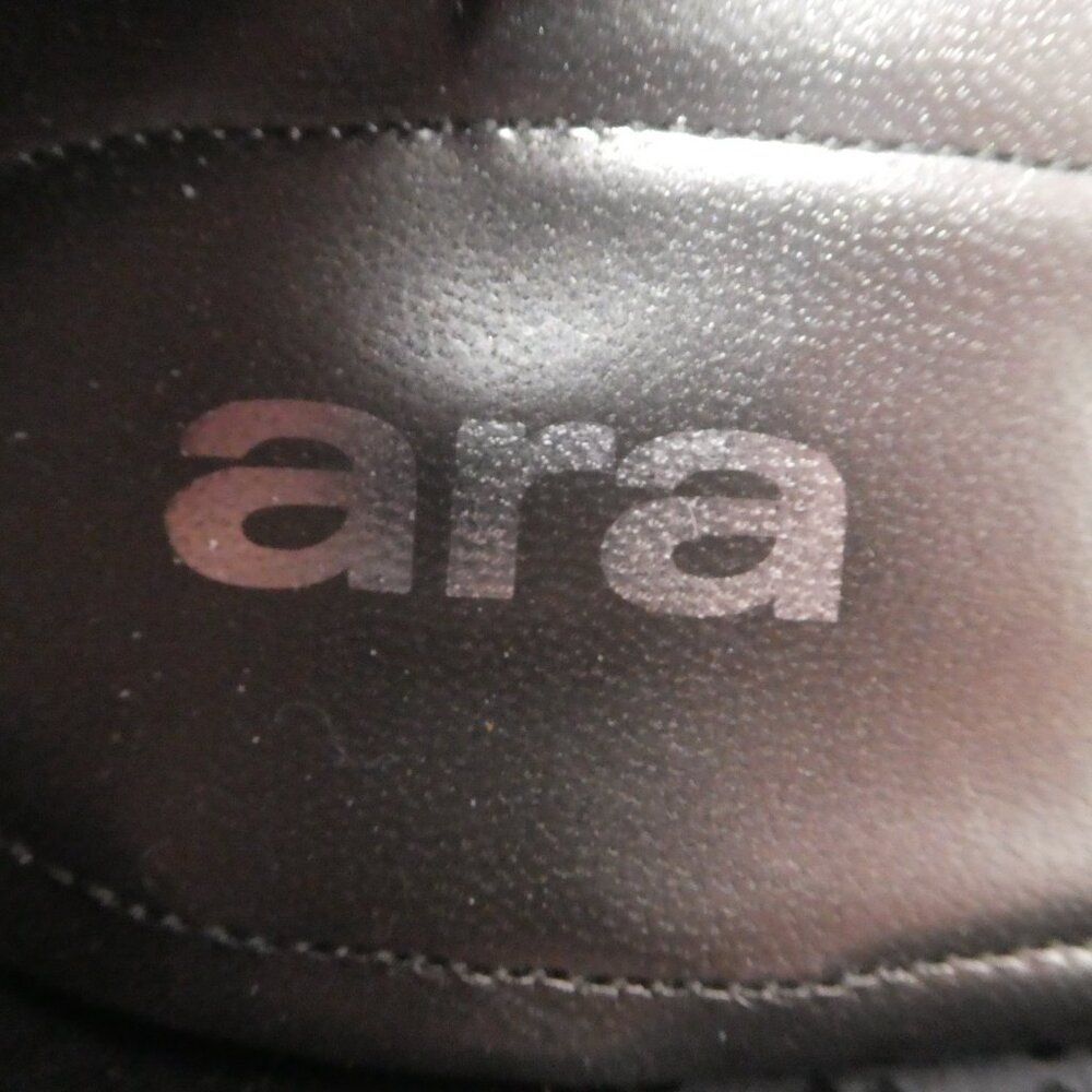 Ara Belinda Gray Black Leather Cap Toe Bow Ballet Flats Womens 7 - Picture 12 of 14